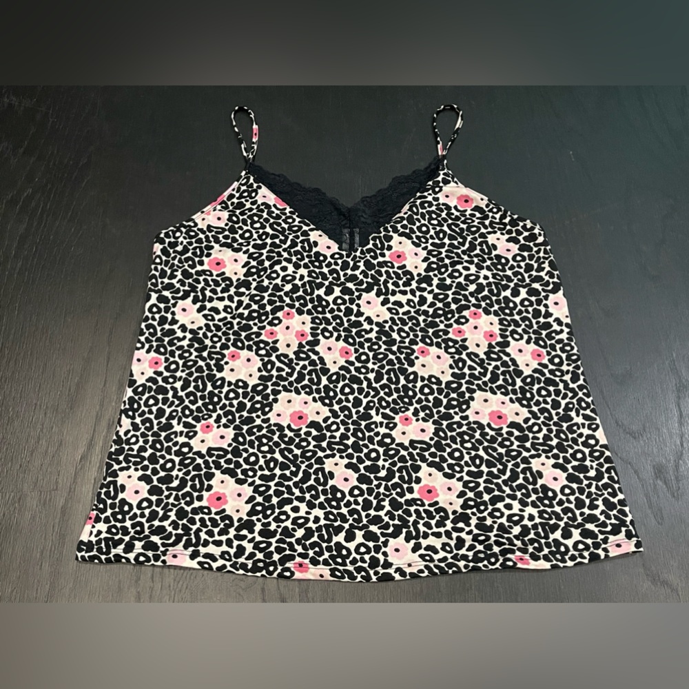 Flora by Flora Nikrooz Cami Pajama Tank Large Cheetah Floral